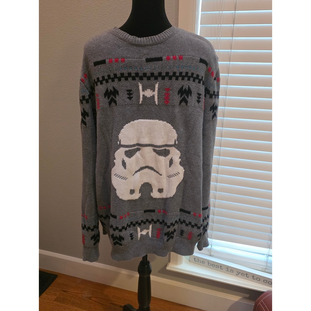 Star Wars x On The Byas Mens Lg Stormtrooper Knit Sweater Gray Crewneck Cotton